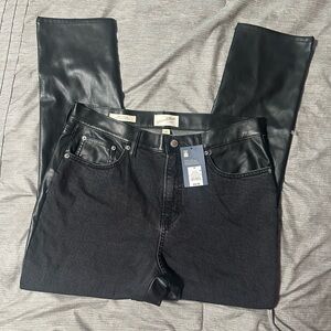 Universal Thread Black Leather-Trimmed Skinny Jeans